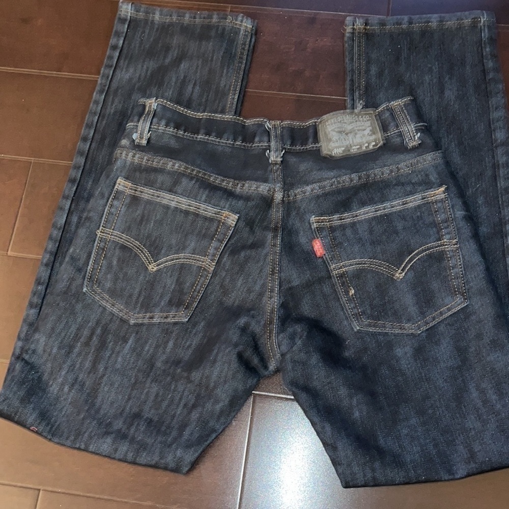 LEVIS 511 slim boys denim jeans size 16 reg (28X28) blue dark wash straight leg